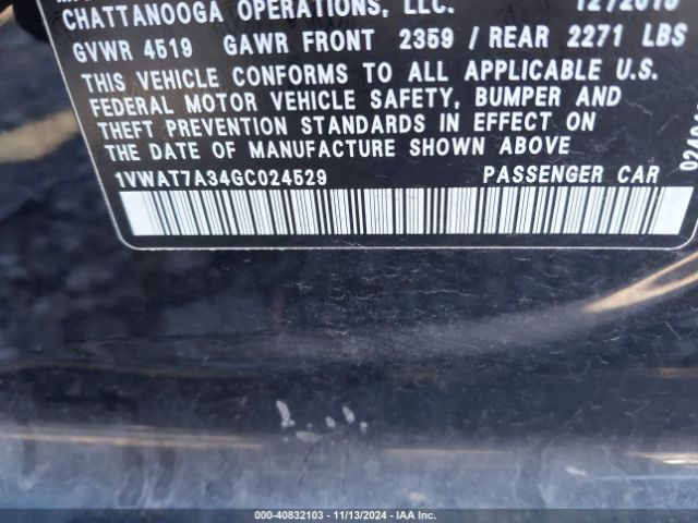 Photo 8 VIN: 1VWAT7A34GC024529 - VOLKSWAGEN PASSAT 