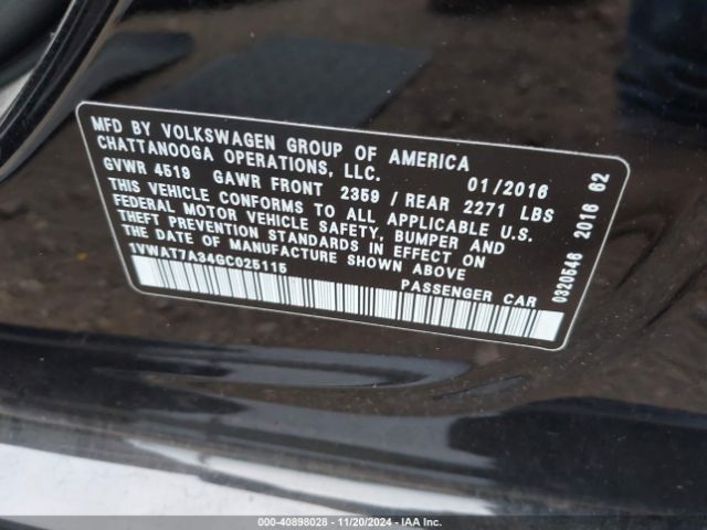 Photo 8 VIN: 1VWAT7A34GC025115 - VOLKSWAGEN PASSAT 