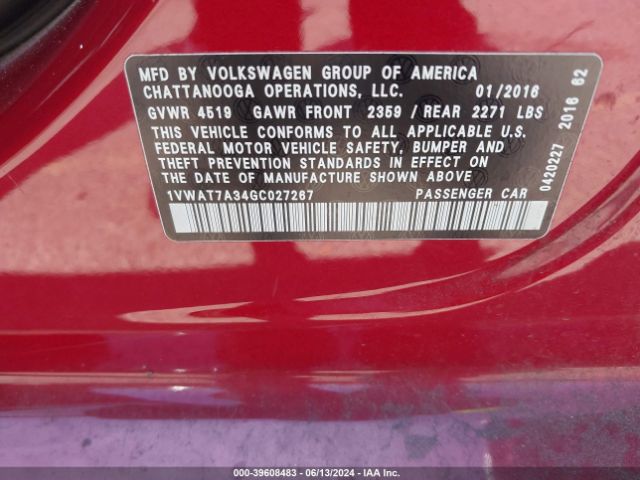 Photo 8 VIN: 1VWAT7A34GC027267 - VOLKSWAGEN PASSAT 