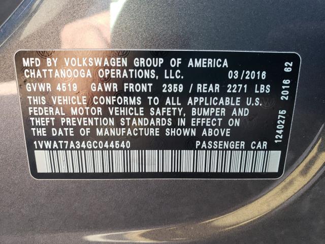 Photo 9 VIN: 1VWAT7A34GC044540 - VOLKSWAGEN PASSAT 