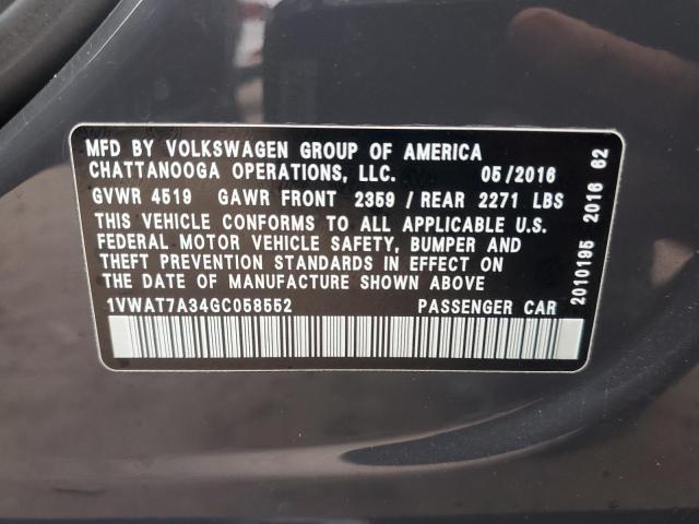 Photo 11 VIN: 1VWAT7A34GC058552 - VOLKSWAGEN PASSAT S 