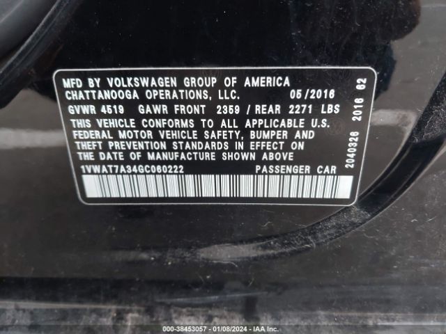 Photo 8 VIN: 1VWAT7A34GC060222 - VOLKSWAGEN PASSAT 