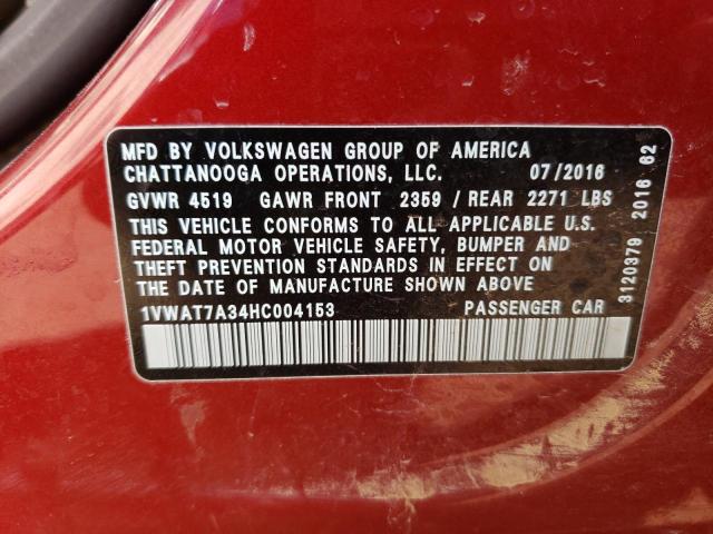 Photo 11 VIN: 1VWAT7A34HC004153 - VOLKSWAGEN PASSAT 