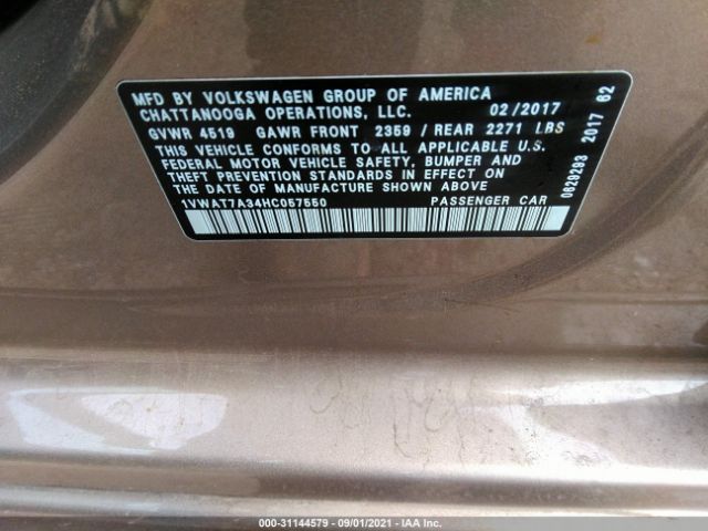 Photo 8 VIN: 1VWAT7A34HC057550 - VOLKSWAGEN PASSAT 