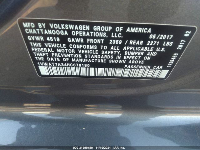 Photo 8 VIN: 1VWAT7A34HC076180 - VOLKSWAGEN PASSAT 