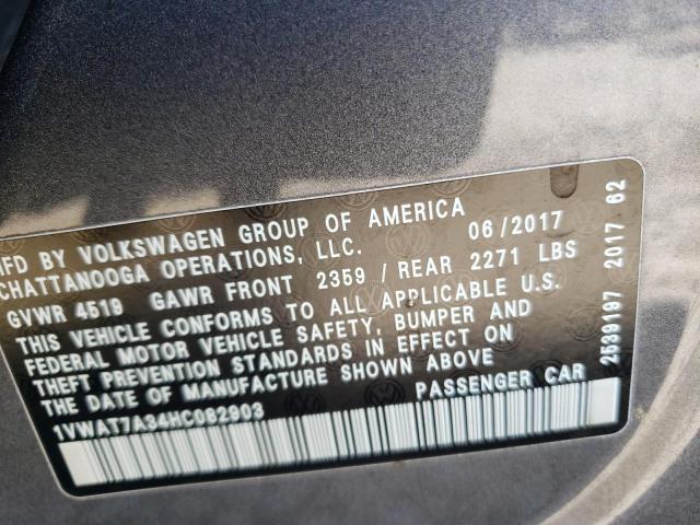 Photo 9 VIN: 1VWAT7A34HC082903 - VOLKSWAGEN PASSAT 