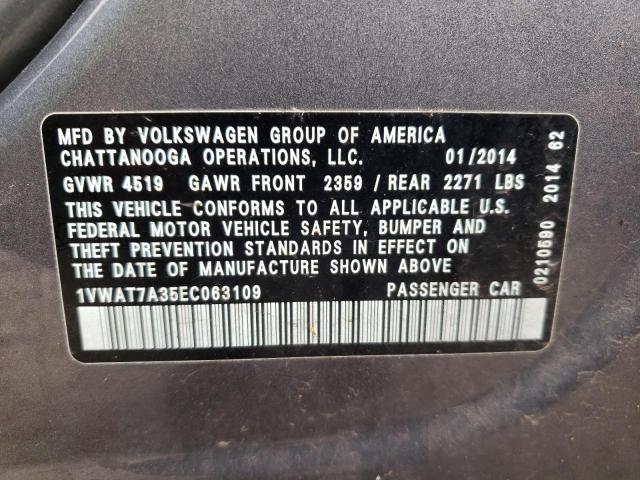 Photo 9 VIN: 1VWAT7A35EC063109 - VOLKSWAGEN PASSAT 