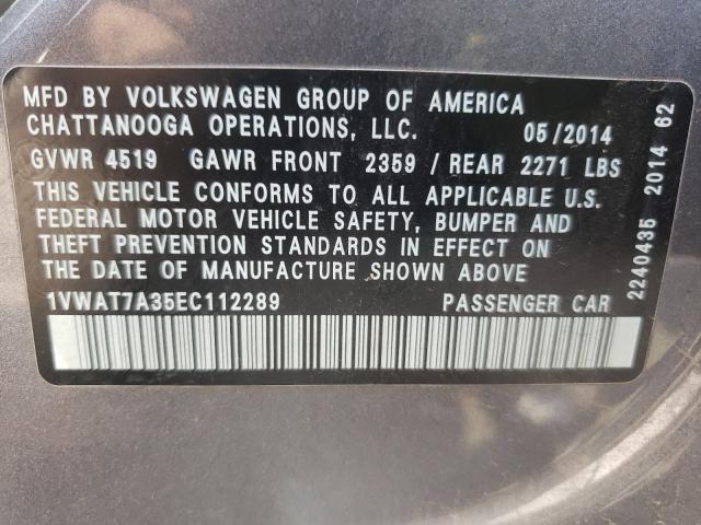 Photo 9 VIN: 1VWAT7A35EC112289 - VOLKSWAGEN PASSAT 