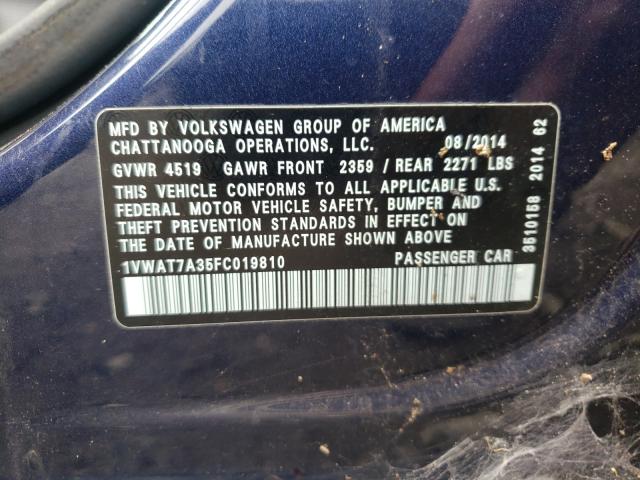 Photo 9 VIN: 1VWAT7A35FC019810 - VOLKSWAGEN PASSAT 