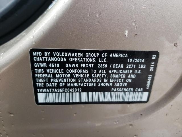 Photo 11 VIN: 1VWAT7A35FC042312 - VOLKSWAGEN PASSAT 