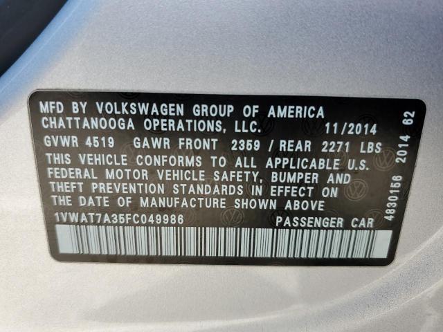 Photo 11 VIN: 1VWAT7A35FC049986 - VOLKSWAGEN PASSAT 