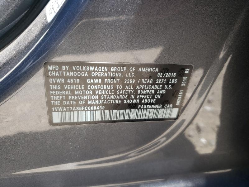 Photo 9 VIN: 1VWAT7A35FC068439 - VOLKSWAGEN PASSAT 