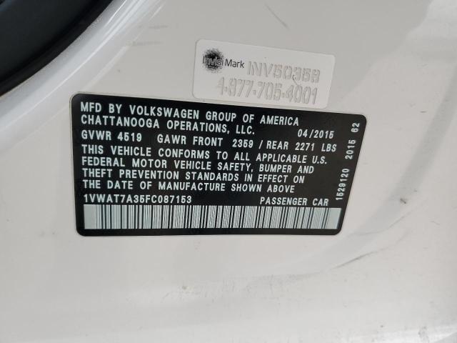 Photo 11 VIN: 1VWAT7A35FC087153 - VOLKSWAGEN PASSAT S 