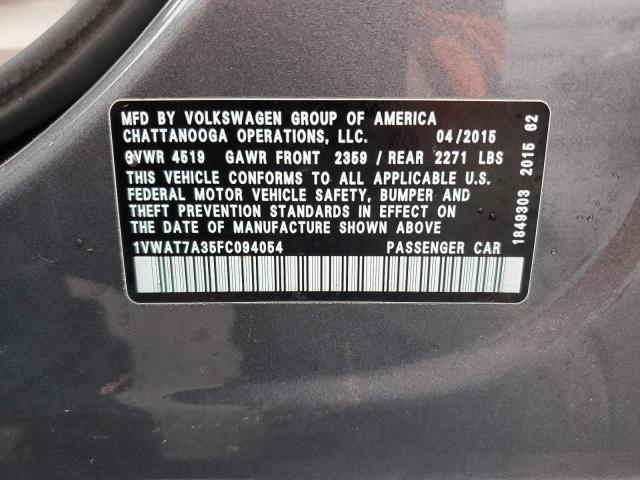 Photo 11 VIN: 1VWAT7A35FC094054 - VOLKSWAGEN PASSAT 