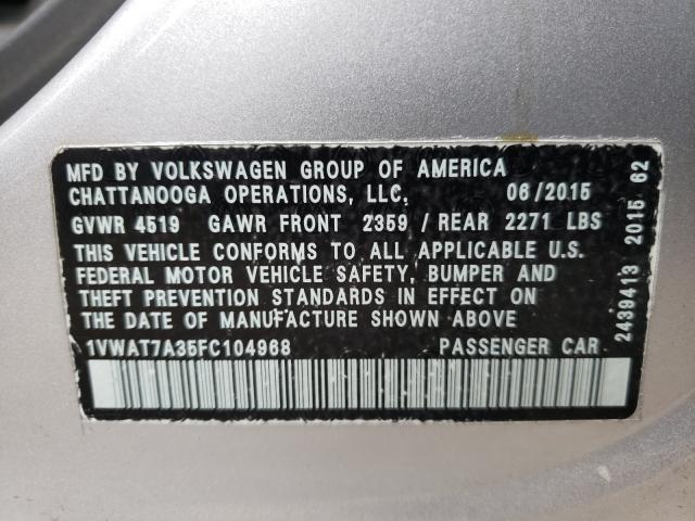 Photo 9 VIN: 1VWAT7A35FC104968 - VOLKSWAGEN PASSAT 