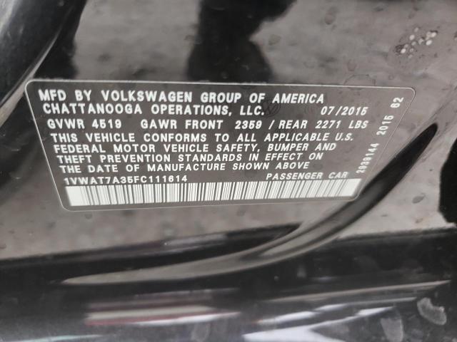 Photo 11 VIN: 1VWAT7A35FC111614 - VOLKSWAGEN PASSAT S 