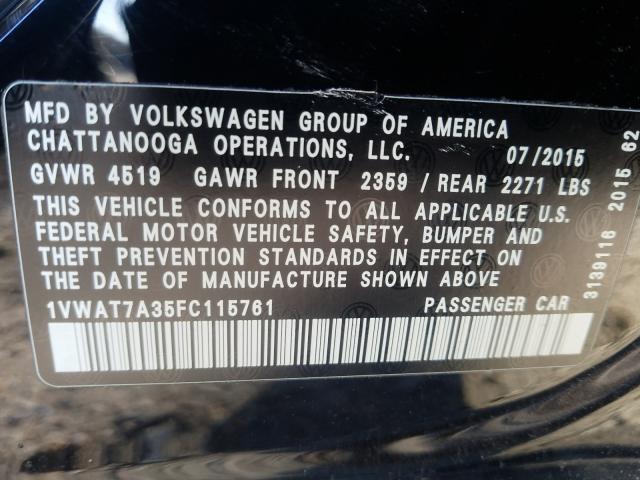 Photo 9 VIN: 1VWAT7A35FC115761 - VOLKSWAGEN PASSAT 