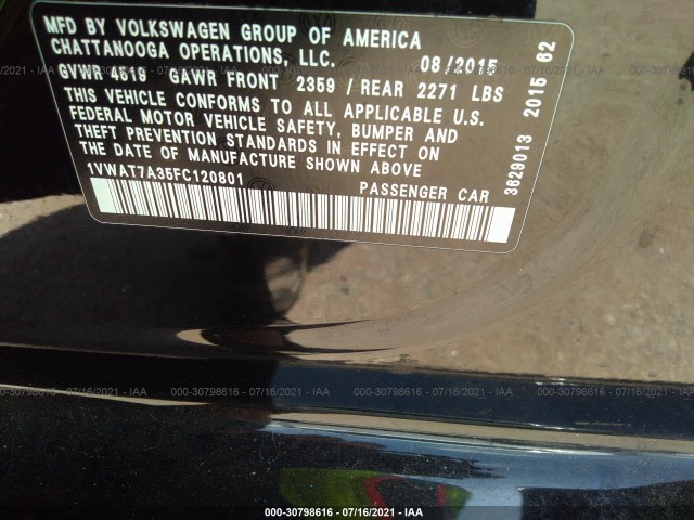 Photo 8 VIN: 1VWAT7A35FC120801 - VOLKSWAGEN PASSAT 