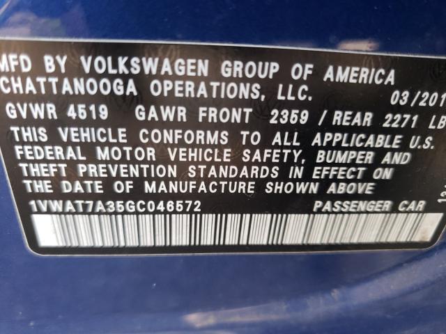 Photo 9 VIN: 1VWAT7A35GC046572 - VOLKSWAGEN PASSAT 