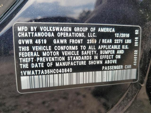 Photo 11 VIN: 1VWAT7A35HC040840 - VOLKSWAGEN PASSAT 