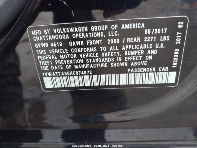 Photo 8 VIN: 1VWAT7A35HC074972 - VOLKSWAGEN PASSAT 