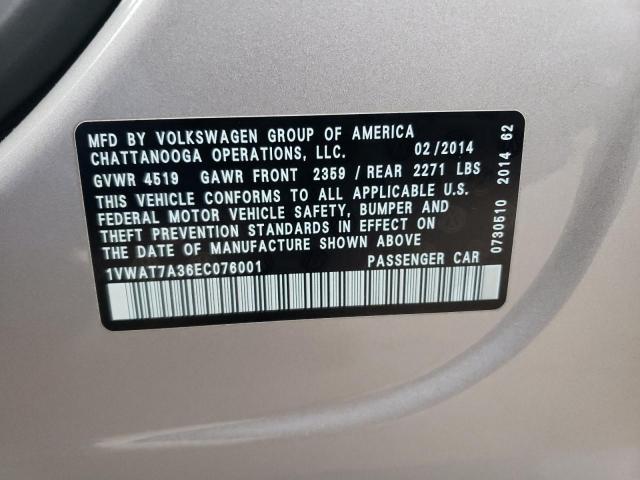 Photo 9 VIN: 1VWAT7A36EC076001 - VOLKSWAGEN PASSAT 