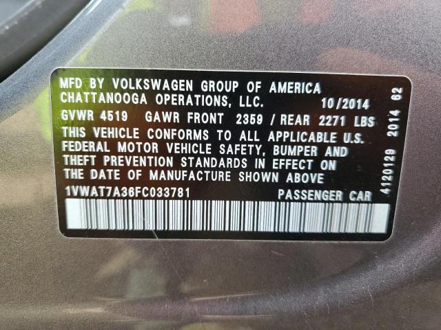 Photo 9 VIN: 1VWAT7A36FC033781 - VOLKSWAGEN PASSAT 