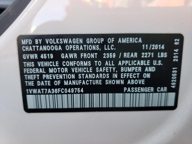 Photo 9 VIN: 1VWAT7A36FC049754 - VOLKSWAGEN PASSAT 