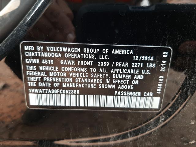 Photo 9 VIN: 1VWAT7A36FC052380 - VOLKSWAGEN PASSAT 