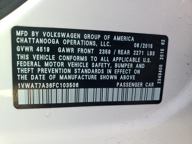 Photo 9 VIN: 1VWAT7A36FC103506 - VOLKSWAGEN PASSAT 