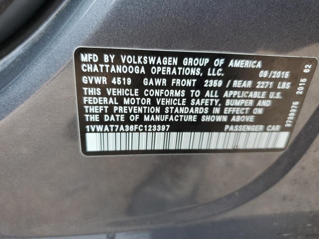 Photo 11 VIN: 1VWAT7A36FC123397 - VOLKSWAGEN PASSAT 