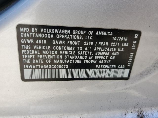 Photo 11 VIN: 1VWAT7A36GC008073 - VOLKSWAGEN PASSAT 