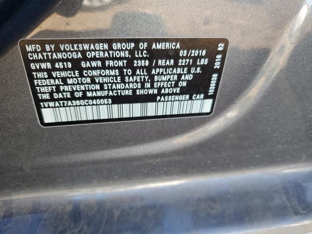 Photo 9 VIN: 1VWAT7A36GC040053 - VOLKSWAGEN PASSAT 