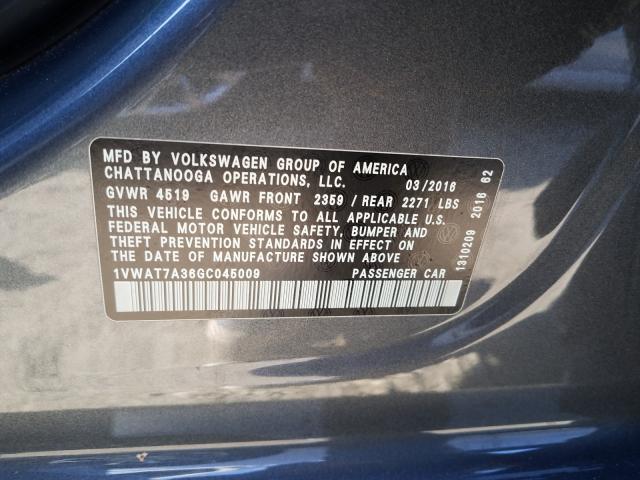 Photo 9 VIN: 1VWAT7A36GC045009 - VOLKSWAGEN PASSAT 