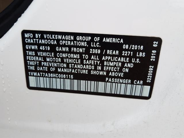 Photo 9 VIN: 1VWAT7A36HC006115 - VOLKSWAGEN PASSAT 