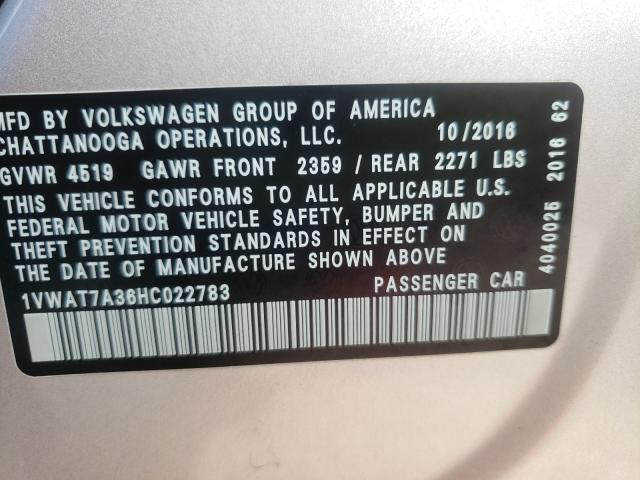 Photo 9 VIN: 1VWAT7A36HC022783 - VOLKSWAGEN PASSAT 