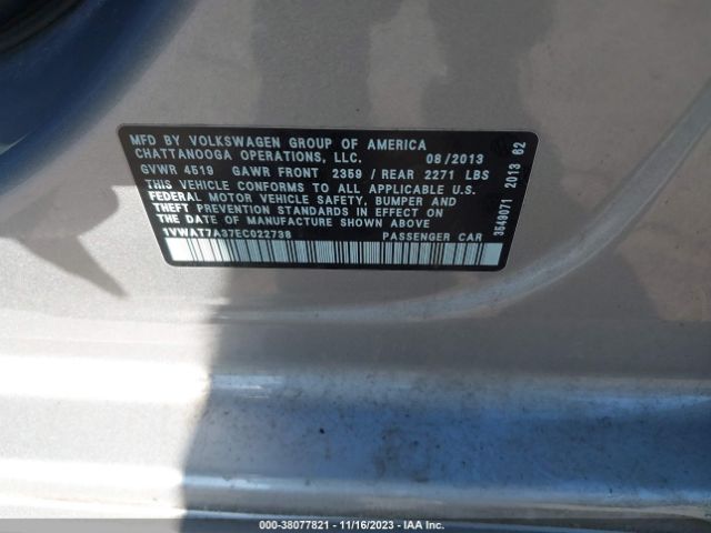 Photo 8 VIN: 1VWAT7A37EC022738 - VOLKSWAGEN PASSAT 