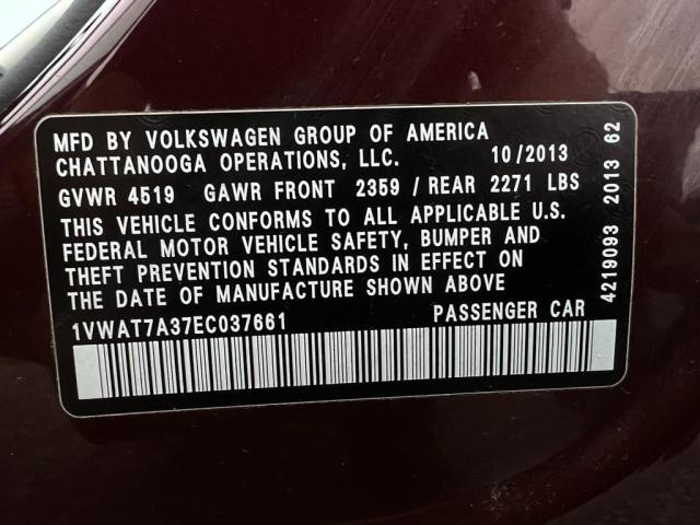 Photo 9 VIN: 1VWAT7A37EC037661 - VOLKSWAGEN PASSAT 