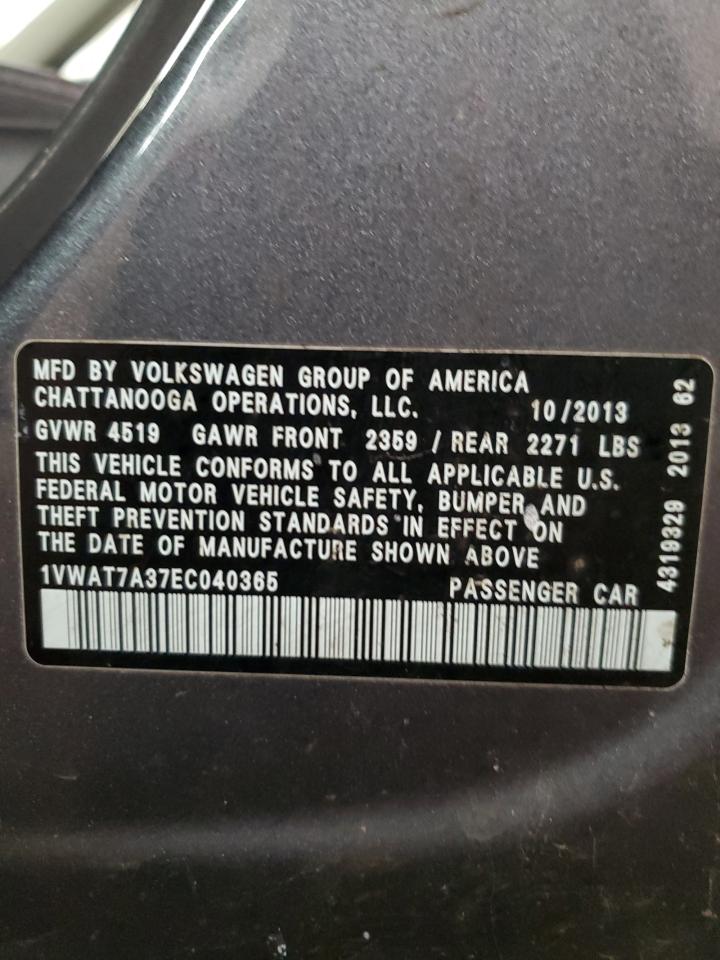 Photo 12 VIN: 1VWAT7A37EC040365 - VOLKSWAGEN PASSAT 