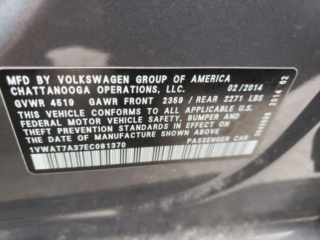 Photo 9 VIN: 1VWAT7A37EC081370 - VOLKSWAGEN PASSAT 