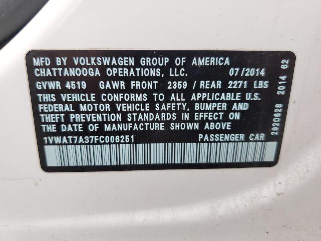 Photo 11 VIN: 1VWAT7A37FC006251 - VOLKSWAGEN PASSAT S 