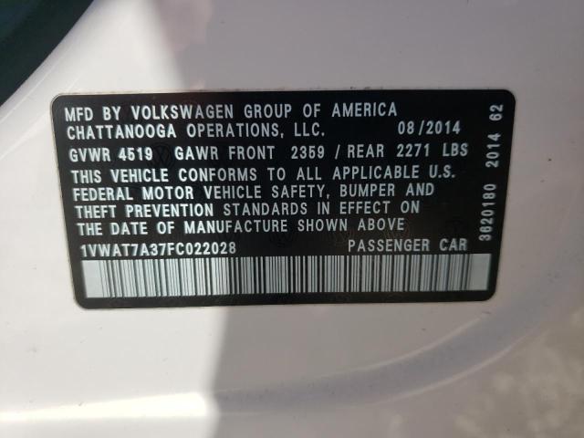 Photo 9 VIN: 1VWAT7A37FC022028 - VOLKSWAGEN PASSAT 