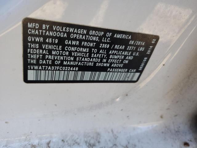 Photo 11 VIN: 1VWAT7A37FC022448 - VOLKSWAGEN PASSAT 