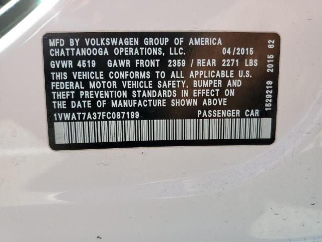 Photo 11 VIN: 1VWAT7A37FC087199 - VOLKSWAGEN PASSAT S 