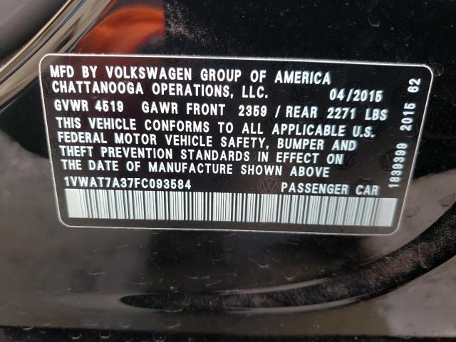 Photo 9 VIN: 1VWAT7A37FC093584 - VOLKSWAGEN PASSAT 