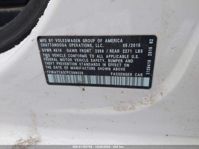 Photo 8 VIN: 1VWAT7A37FC099028 - VOLKSWAGEN PASSAT 