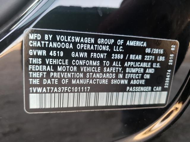 Photo 9 VIN: 1VWAT7A37FC101117 - VOLKSWAGEN PASSAT 