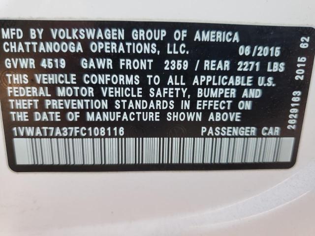 Photo 11 VIN: 1VWAT7A37FC108116 - VOLKSWAGEN PASSAT 