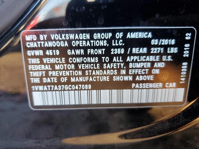 Photo 12 VIN: 1VWAT7A37GC047089 - VOLKSWAGEN PASSAT S 