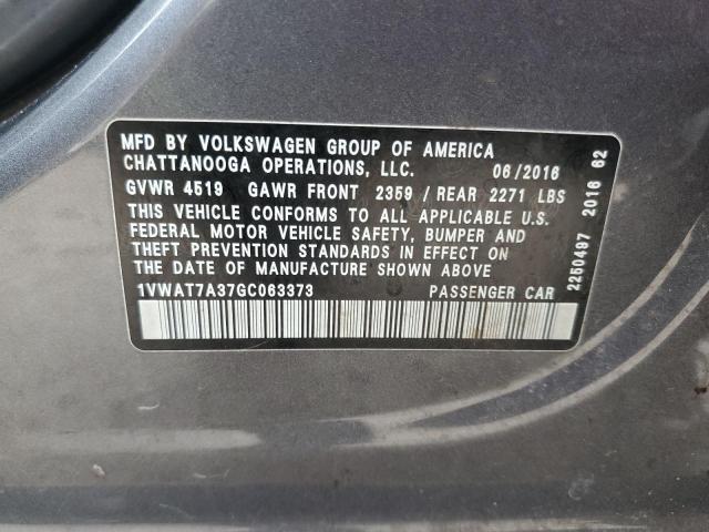 Photo 11 VIN: 1VWAT7A37GC063373 - VOLKSWAGEN PASSAT S 